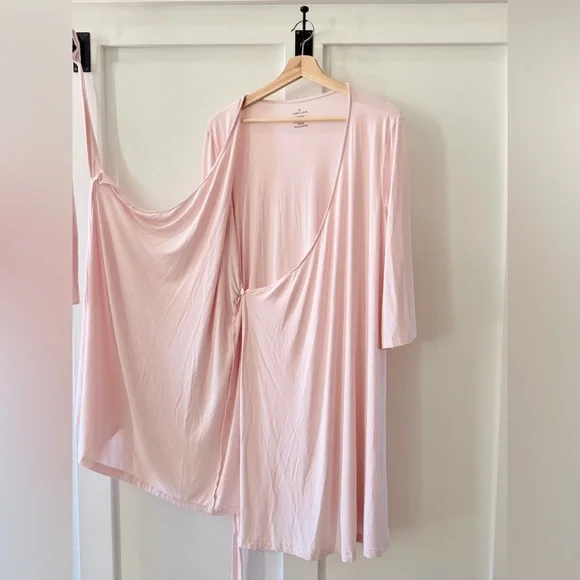 NEVER WORN Caden Lane Pearl Pink Bamboo Knit Maternity Robe - Picture 3 of 7